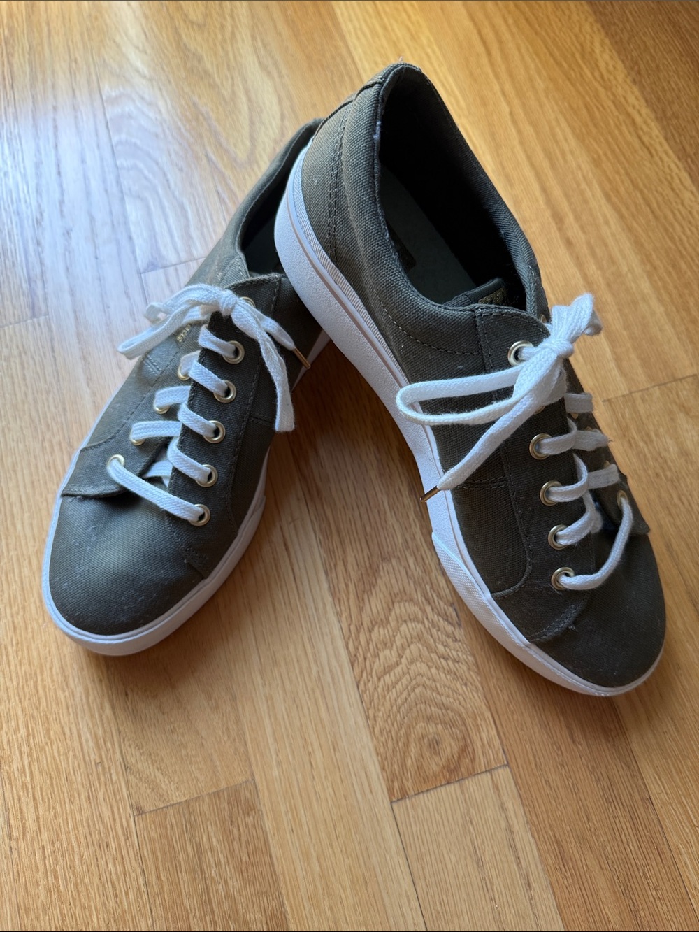 Keds Olive Green Canvas Lace-Up Sneakers